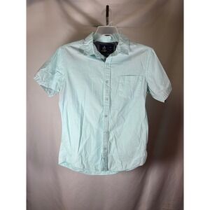 Rugby University Mens LRG Mint Green Leaf Print Short Sleeve Button Down Shirt